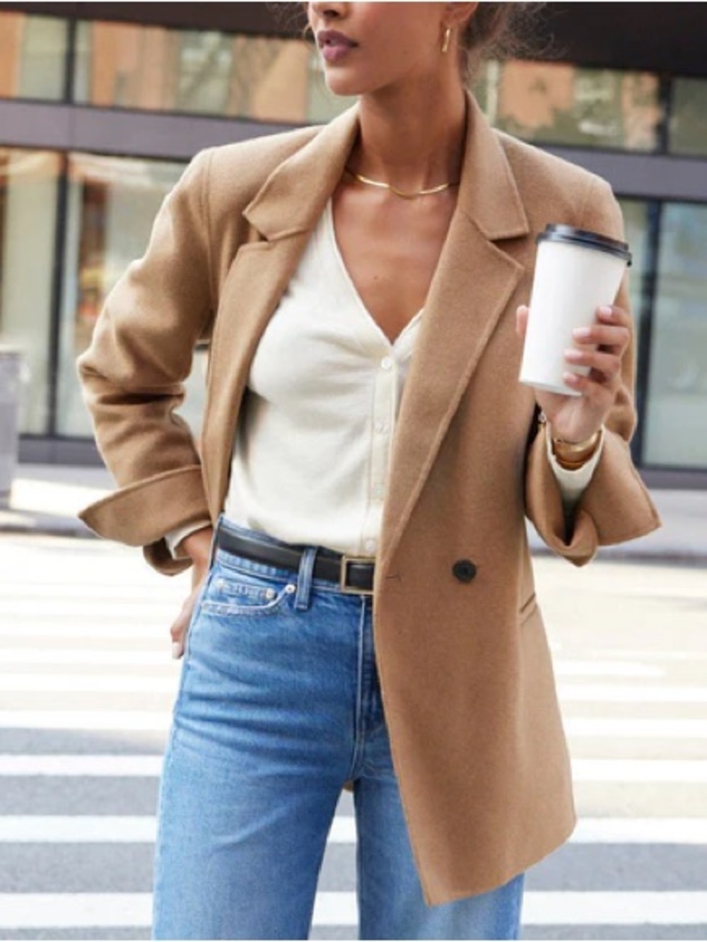 AYR Camel Wool-Blend Single-Button Blazer